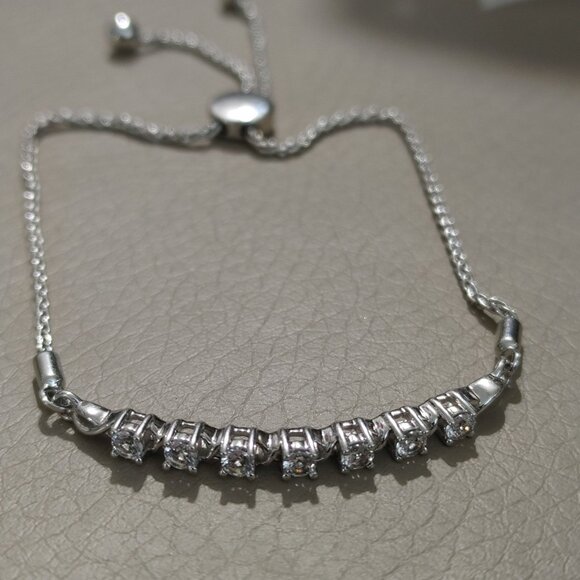 JWBR Gemstone Clear Accents Bracelet Sterling Silver Bolo Adjustable 5 to 9 Inch - Picture 5 of 12